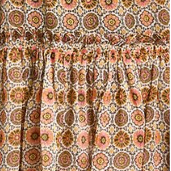 NWT MISA. MARION MINI SKIRT.Chiffon. FLORA  MEDALLION tile.Romantic ruffles.Sz L - Picture 4 of 8